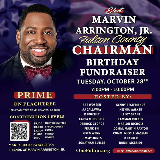 Join a special evening in celebration of community and leadership at Marvin Arrington Jr.'s Birthday Fundraiser. This event supports the vision of a stronger Fulton County, promoting unity and progress. Don't miss this opportunity to connect and contribute to a promising future! Media Credit: Marvin Arrington Jr