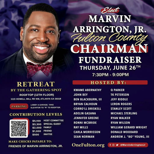Join us tomorrow on the rooftop for a fundraising event to elect Marvin Arrington Jr. as the next chairman of Fulton County. It's time to PASS the BATON to the next generation of leaders committed to moving Fulton County forward for the next 20 years. Together, we can create a brighter future filled with opportunities and progress. Let’s embrace growth and leadership for our community. Together, we’ll make a lasting impact for generations to come! Media Credit: Marvin Arrington Jr