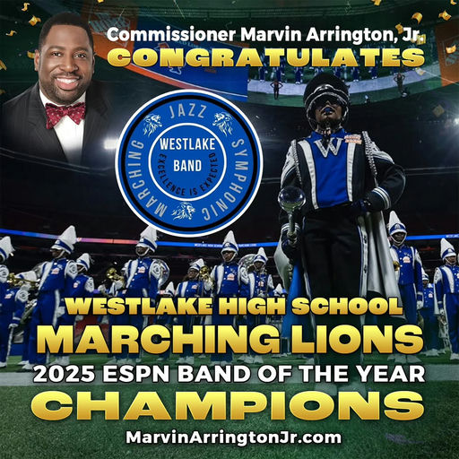 Bravo to the Westlake High School Marching Lions for being named the 2025 ESPN Band of the Year. This monumental title illustrates the dedication and talent that embodies the spirit of not just Westlake, but South Fulton and Georgia. Continue to inspire with every beat! Media Credit: Marvin Arrington Jr