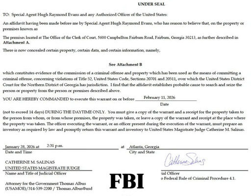 BREAKING NEWS: The FBI has entered the Fulton County Elections hub, taking records from the sealed 2020 elections despite a judge's order. Allegations of criminal activity are being raised, yet details remain hidden due to the sealed case. Stay informed on this developing story and what it means for transparency in elections. Media Credit: Marvin Arrington Jr