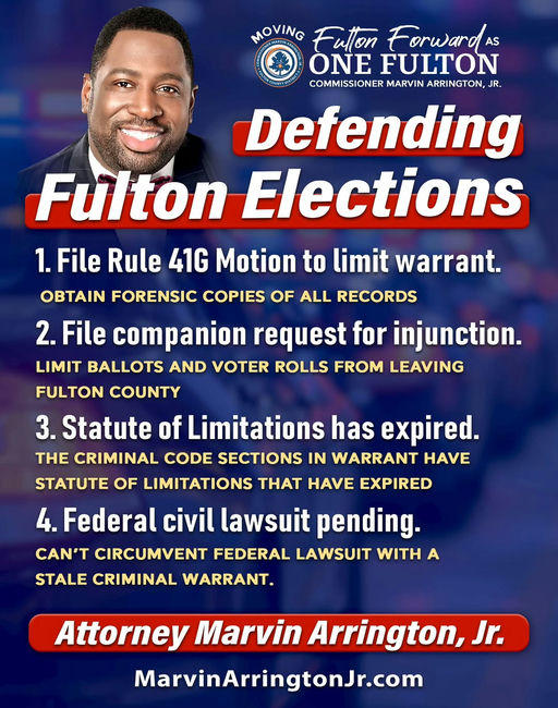 Fulton County stands firm in the face of election threats, prioritizing integrity and accountability. Our commitment is to protect ballots and voter records while exposing any expired statutes that may undermine our democracy. Together, we uphold the rule of law and strive to move Fulton Forward as One Fulton. Join us in safeguarding our elections. Media Credit: Marvin Arrington Jr